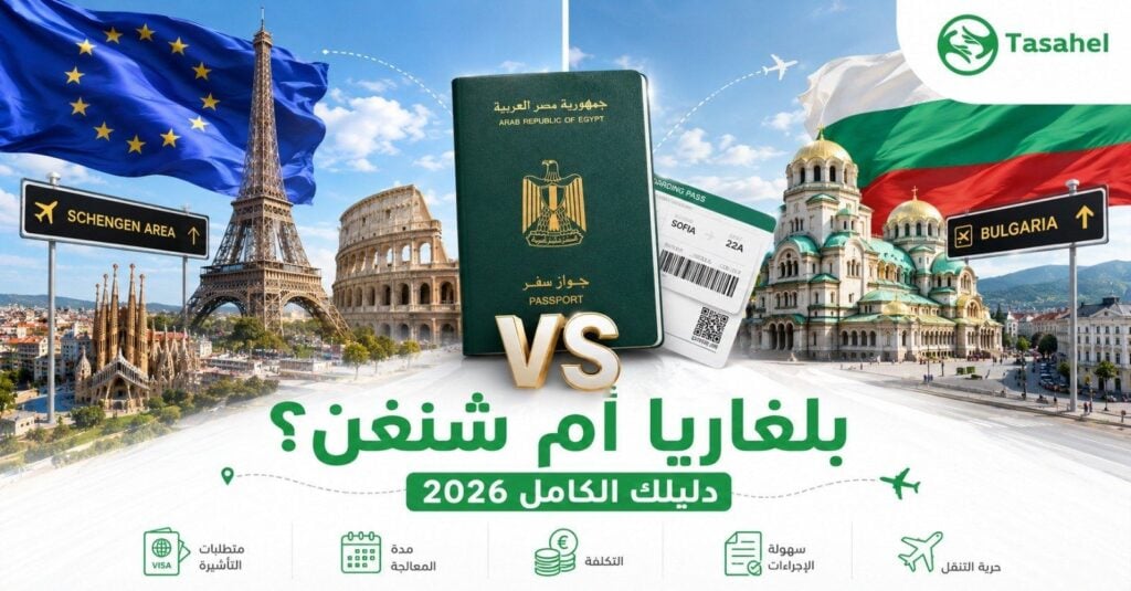الفرق بين تأشيرة بلغاريا وتأشيرة شنغن للمصريين 2026 - مقارنة شاملة بين الدول والتكلفة والشروط