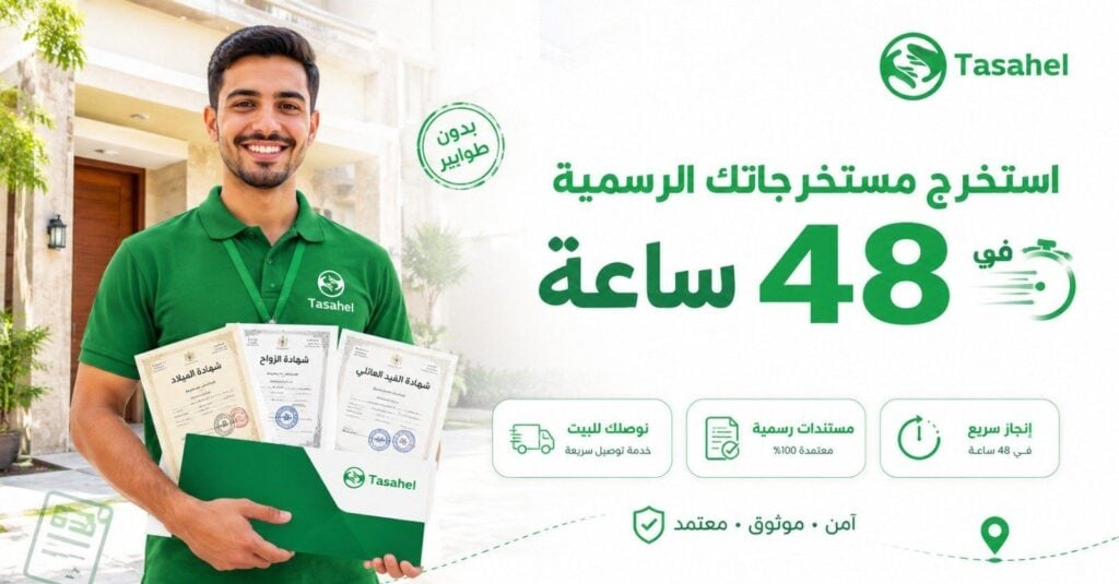 استخراج شهادة الميلاد والزواج والقيد العائلي مع مندوب تساهيل بدون طوابير 2026