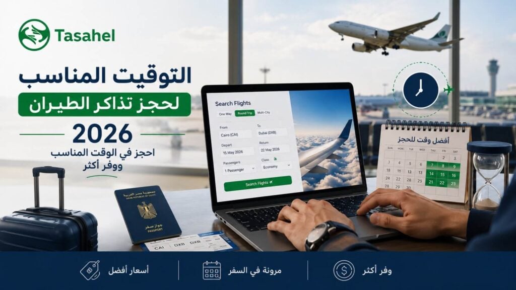 أفضل وقت لحجز تذاكر الطيران 2026 مع تساهيل