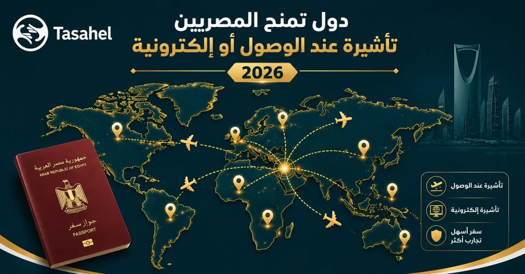 دول تمنح المصريين تأشيرة عند الوصول أو إلكترونية 2026 - خريطة توضيحية